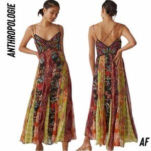 Anthropologie Colorful Multi-Print Maxi Dress